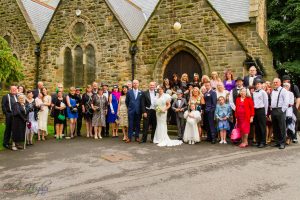 Group Photo at the wedding of John & Gill at St James Church, Bishop Auckland