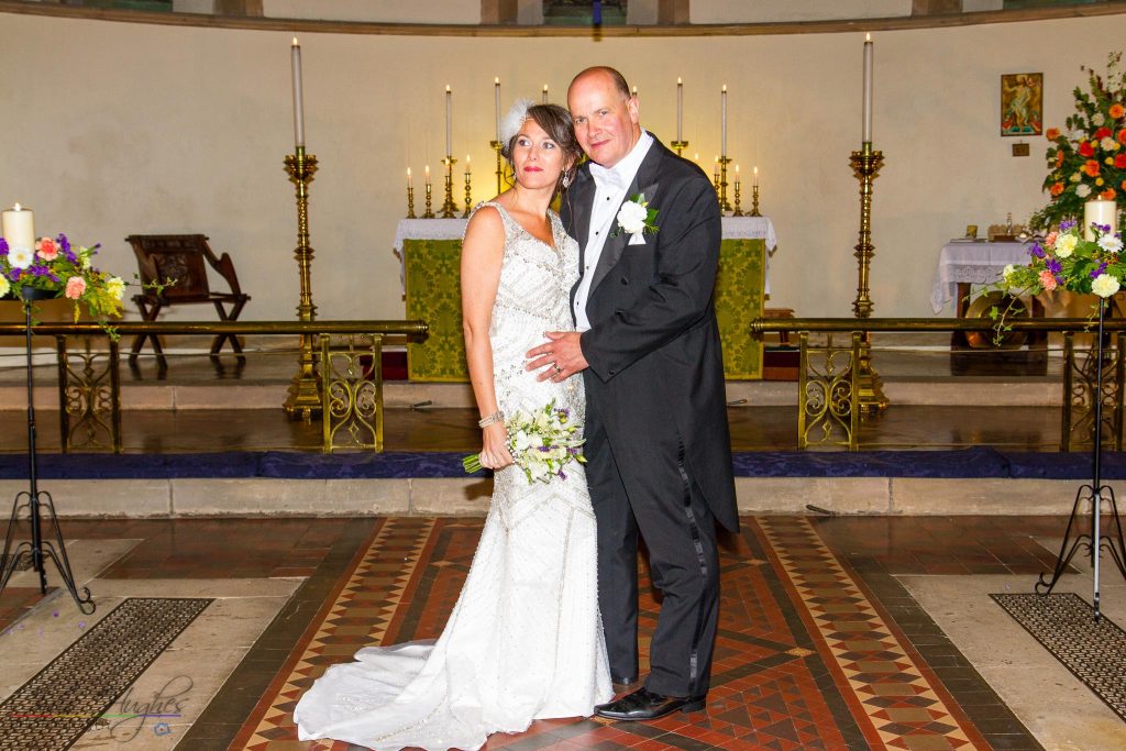 Bride & Groom at the wedding of John & Gill at St James Church, Bishop Auckland