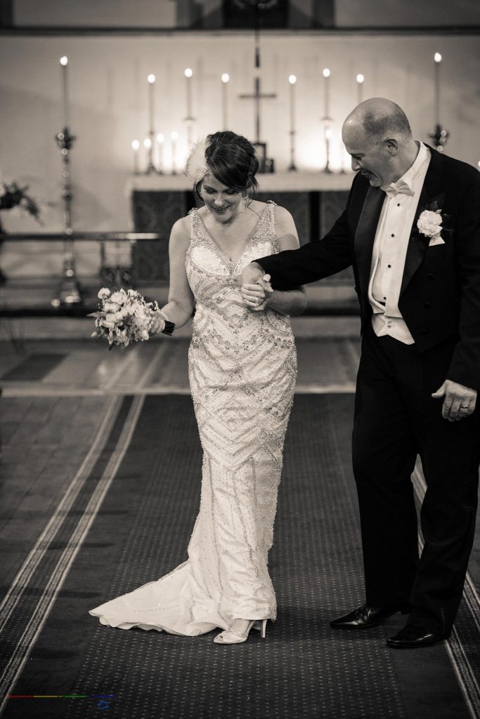 Bride & Groom at the wedding of John & Gill at St James Church, Bishop Auckland