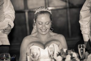 Emotional bride during speeches, Manor House Hotel, County Durham