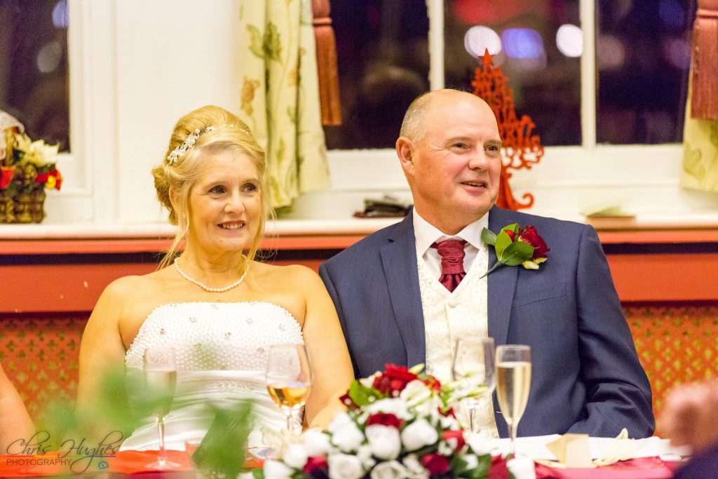 Bride & Groom entertained by the speeches
