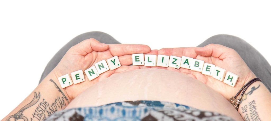 Baby Bump Pregnancy Scrabble Name Photo Shoot